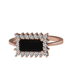 Via Yüzük - Siyah zirkon ve swarovski 925 ayar rose altın kaplama gümüş yüzük #1ruojgo