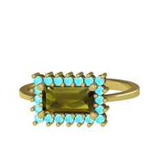 Via Yüzük - Peridot ve akuamarin 925 ayar altın kaplama gümüş yüzük #1ruzpp0