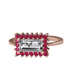 Via Yüzük - Beyaz zirkon ve rodolit garnet 14 ayar rose altın yüzük #1si888a