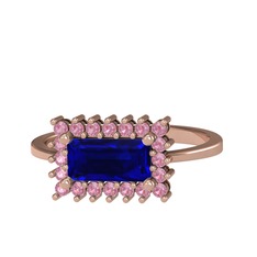 Via Yüzük - Lab safir ve pembe kuvars 8 ayar rose altın yüzük #1tisote