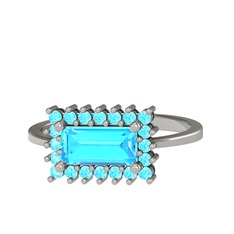 Via Yüzük - Akuamarin 14 ayar beyaz altın yüzük #1udnxy5