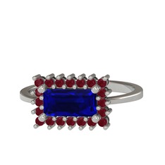 Via Yüzük - Lab safir ve kök yakut 18 ayar beyaz altın yüzük #1vo37cj