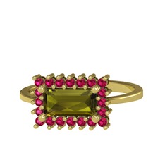 Via Yüzük - Peridot ve rodolit garnet 14 ayar altın yüzük #1w5x625