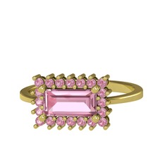Via Yüzük - Pembe kuvars 14 ayar altın yüzük #1wuo1e8