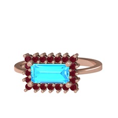 Via Yüzük - Akuamarin ve kök yakut 14 ayar rose altın yüzük #1xbqexp