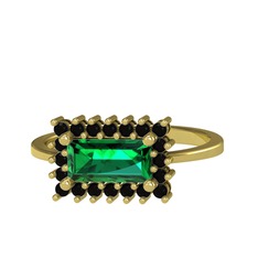 Via Yüzük - Yeşil kuvars ve siyah zirkon 925 ayar altın kaplama gümüş yüzük #1xhirtv