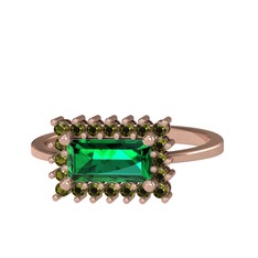 Via Yüzük - Yeşil kuvars ve peridot 14 ayar rose altın yüzük #2f713x