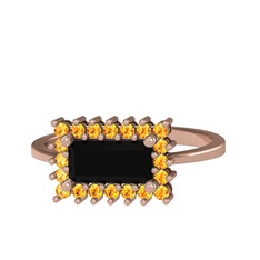 Via Yüzük - Siyah zirkon ve sitrin 18 ayar rose altın yüzük #2fj8s5