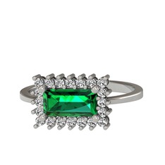 Yeşil kuvars ve swarovski 8 ayar beyaz altın yüzük