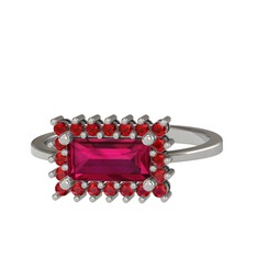 Via Yüzük - Rodolit garnet ve garnet 18 ayar beyaz altın yüzük #86cpmy