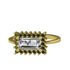 Via Yüzük - Beyaz zirkon ve peridot 14 ayar altın yüzük #8iw9n8