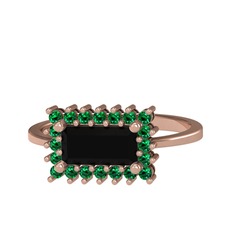 Via Yüzük - Siyah zirkon ve yeşil kuvars 18 ayar rose altın yüzük #8oryoc