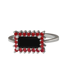 Via Yüzük - Siyah zirkon ve garnet 925 ayar gümüş yüzük #9em8nq