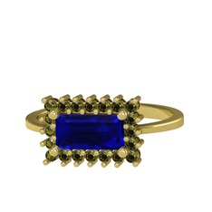 Lab safir ve peridot 14 ayar altın yüzük