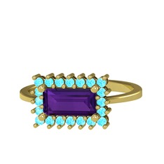 Via Yüzük - Ametist ve akuamarin 14 ayar altın yüzük #9ruas3