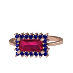Via Yüzük - Rodolit garnet ve lab safir 925 ayar rose altın kaplama gümüş yüzük #av429c