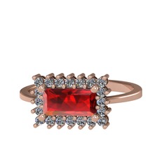 Via Yüzük - Garnet ve pırlanta 18 ayar rose altın yüzük (0.4 karat) #bizll5