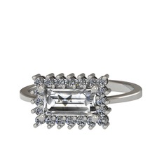 Via Yüzük - Beyaz zirkon ve pırlanta 925 ayar gümüş yüzük (0.4 karat) #cyk6au