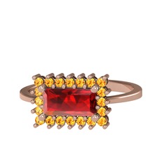 Via Yüzük - Garnet ve sitrin 18 ayar rose altın yüzük #d5flzd