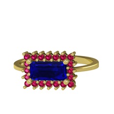 Lab safir ve rodolit garnet 14 ayar altın yüzük
