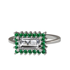 Via Yüzük - Swarovski ve yeşil kuvars 18 ayar beyaz altın yüzük #eop03p