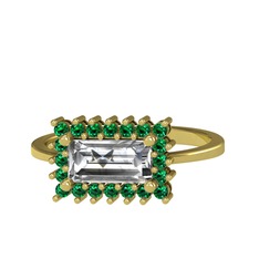 Via Yüzük - Beyaz zirkon ve yeşil kuvars 8 ayar altın yüzük #fpu35y