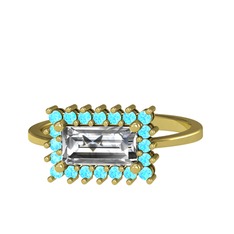 Via Yüzük - Swarovski ve akuamarin 14 ayar altın yüzük #geot90