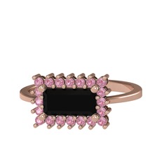 Via Yüzük - Siyah zirkon ve pembe kuvars 8 ayar rose altın yüzük #ikzvnk
