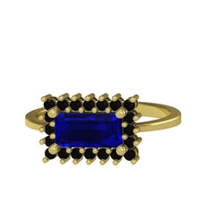 Lab safir ve siyah zirkon 8 ayar altın yüzük