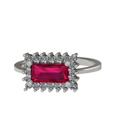 Via Yüzük - Rodolit garnet ve pırlanta 14 ayar beyaz altın yüzük (0.4 karat) #kwwykt