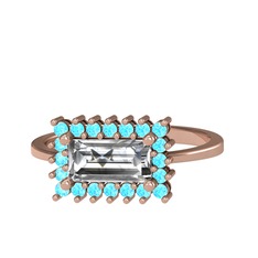 Via Yüzük - Swarovski ve akuamarin 8 ayar rose altın yüzük #l4lv2a