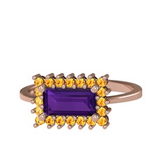 Via Yüzük - Ametist ve sitrin 18 ayar rose altın yüzük #l6z8dp