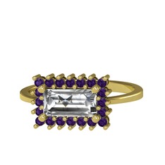 Via Yüzük - Swarovski ve ametist 8 ayar altın yüzük #m0kuzf