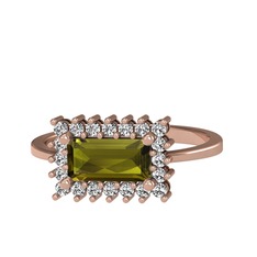 Via Yüzük - Peridot ve beyaz zirkon 14 ayar rose altın yüzük #mhfoy6