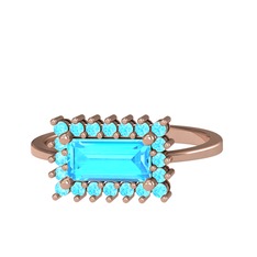 Akuamarin 18 ayar rose altın yüzük