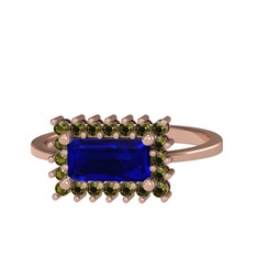 Lab safir ve peridot 8 ayar rose altın yüzük