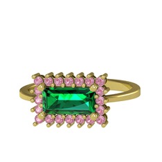 Via Yüzük - Yeşil kuvars ve pembe kuvars 14 ayar altın yüzük #o4r9v6