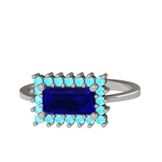 Via Yüzük - Lab safir ve akuamarin 14 ayar beyaz altın yüzük #oytdmg