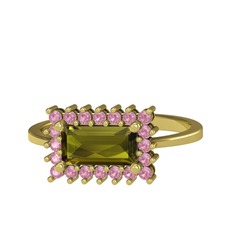 Via Yüzük - Peridot ve pembe kuvars 14 ayar altın yüzük #puqoho