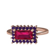 Rodolit garnet ve ametist 18 ayar rose altın yüzük