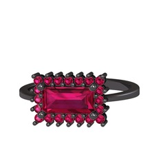 Via Yüzük - Rodolit garnet 925 ayar siyah rodyum kaplama gümüş yüzük #rnerfx