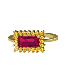 Via Yüzük - Rodolit garnet ve sitrin 18 ayar altın yüzük #szj6yk