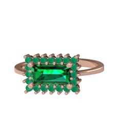 Via Yüzük - Yeşil kuvars ve kök zümrüt 8 ayar rose altın yüzük #u5c5y