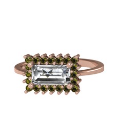 Via Yüzük - Beyaz zirkon ve peridot 925 ayar rose altın kaplama gümüş yüzük #ur0l7f