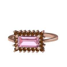 Via Yüzük - Pembe kuvars ve dumanlı kuvars 8 ayar rose altın yüzük #vyg7t6