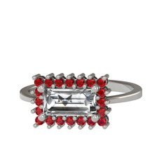 Via Yüzük - Swarovski ve garnet 14 ayar beyaz altın yüzük #w1z4or