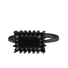 Via Yüzük - Siyah zirkon 925 ayar siyah rodyum kaplama gümüş yüzük #x4obxn