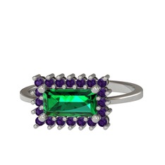 Via Yüzük - Yeşil kuvars ve ametist 925 ayar gümüş yüzük #x5ywah