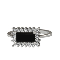 Via Yüzük - Siyah zirkon ve swarovski 8 ayar beyaz altın yüzük #xdb0a3