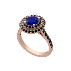 Lyra Yüzük - Lab safir ve siyah zirkon 18 ayar rose altın yüzük #10s2gqc